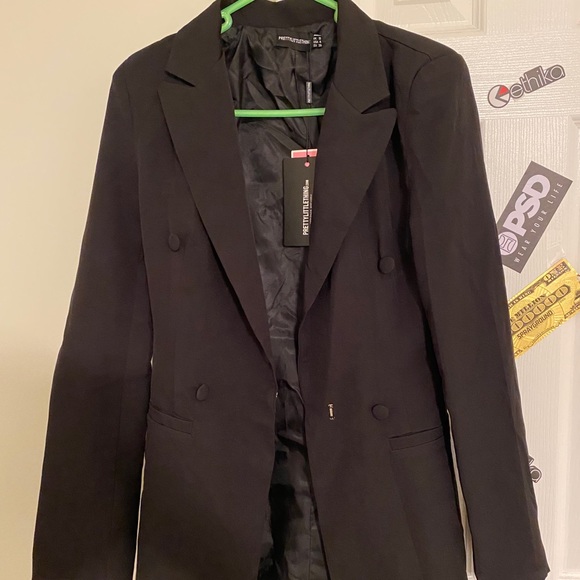 Black double breasted women blazer - Picture 3 of 5